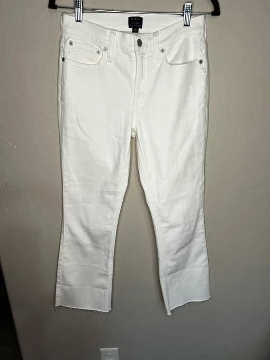 J. Crew Factory Mid Rise Flare Crop White Denim Jeans - Picture 3 of 11